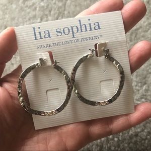 Lia Sophia Silver Textured Wavy Medium Hoops